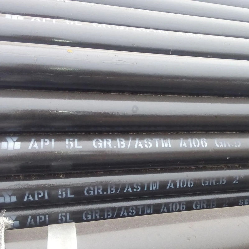 Rohrleitung Erdölrohr, warmgewalzt, rundes Eisen, Feuer 5l Gr B schwarz bemalt, Länge 6 m